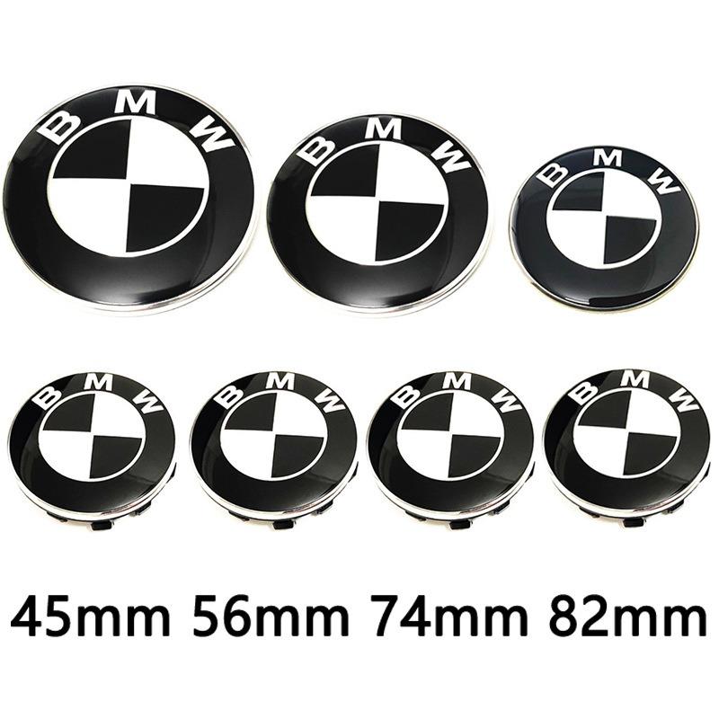 For BMW M Car Black White BMW Logo Front Hood Emblem 82mm Rear Badge 74mm Wheel Hub Cap 56mm steering wheel sticker 45mm Accessories CVA3