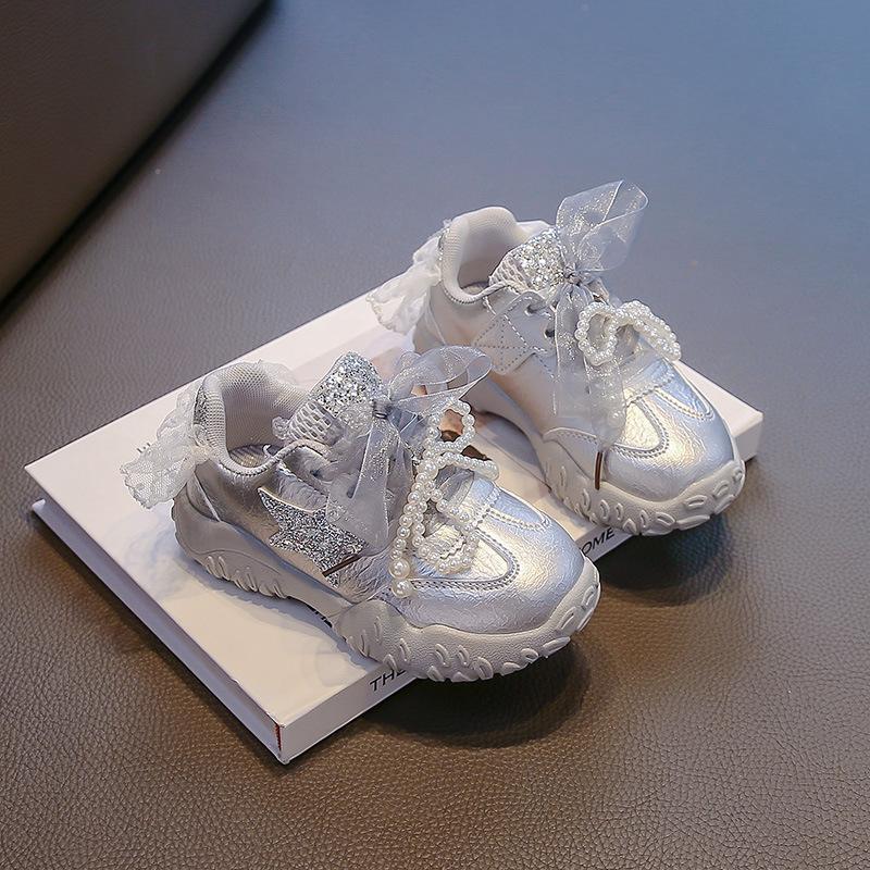 Girls shoes 2025 autumn new children's sports shoes baby girl princess dad shoes