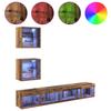 TV Wall Units with LED Lighting 5 pcs Reclaimed Wood Effect Particleboard