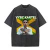 Vintage Gewassen Vybz Kartel Wereldtournee 2025 Merchandise T-shirt Heren Gotische Hip Hop Oversized T-shirts 100% Katoen T-shirt Streetwear
