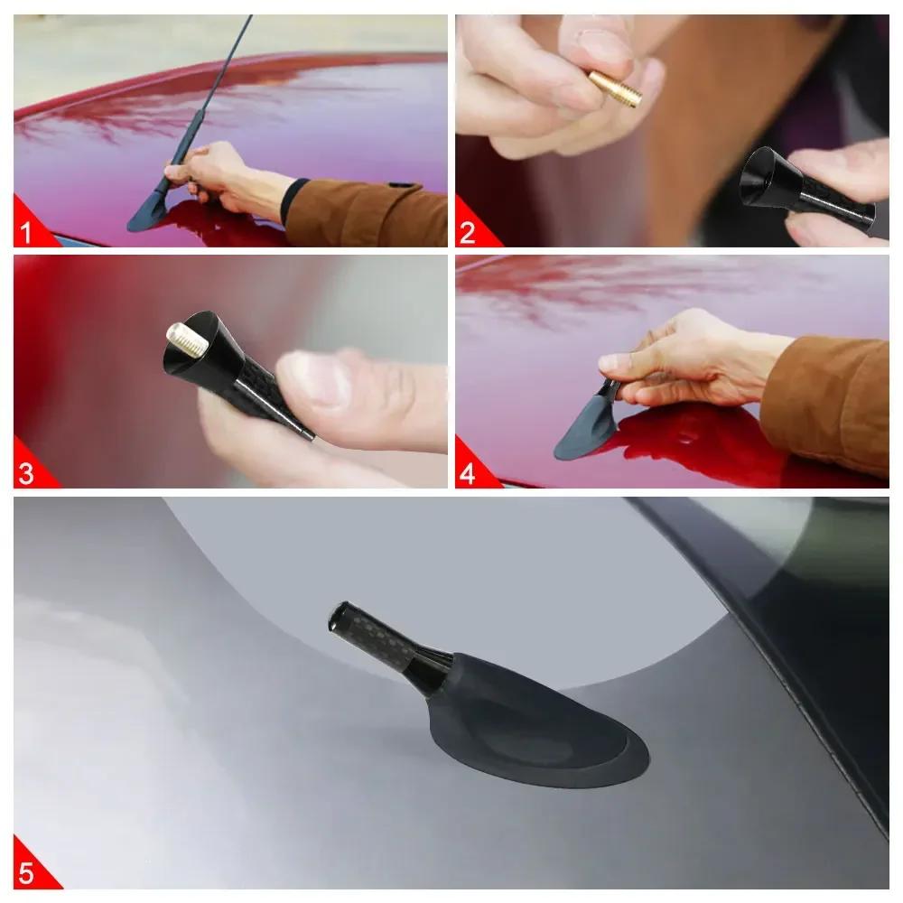 3.5cm Car Antenna Mini Carbon Fiber Radio Short Aerial Automobiles For Acura  A4 A3 A6  Smart Mitsubishi Accessories