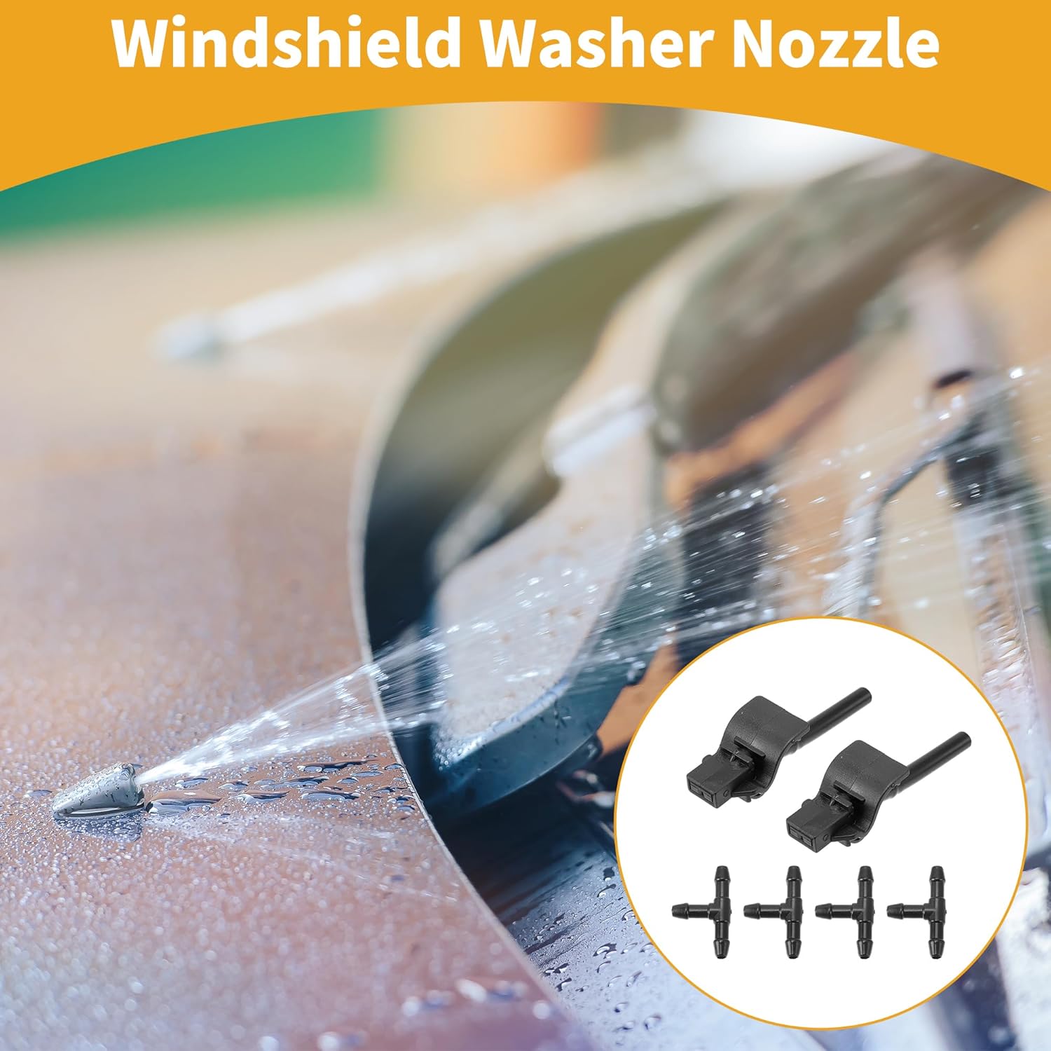 

Windshield Washer Nozzle Kit for Ford for Ranger Mk3 2015 Windshield Spray Nozzles Wiper Spray Washer Jet No.1902209 4 Pcs t Hose Connector