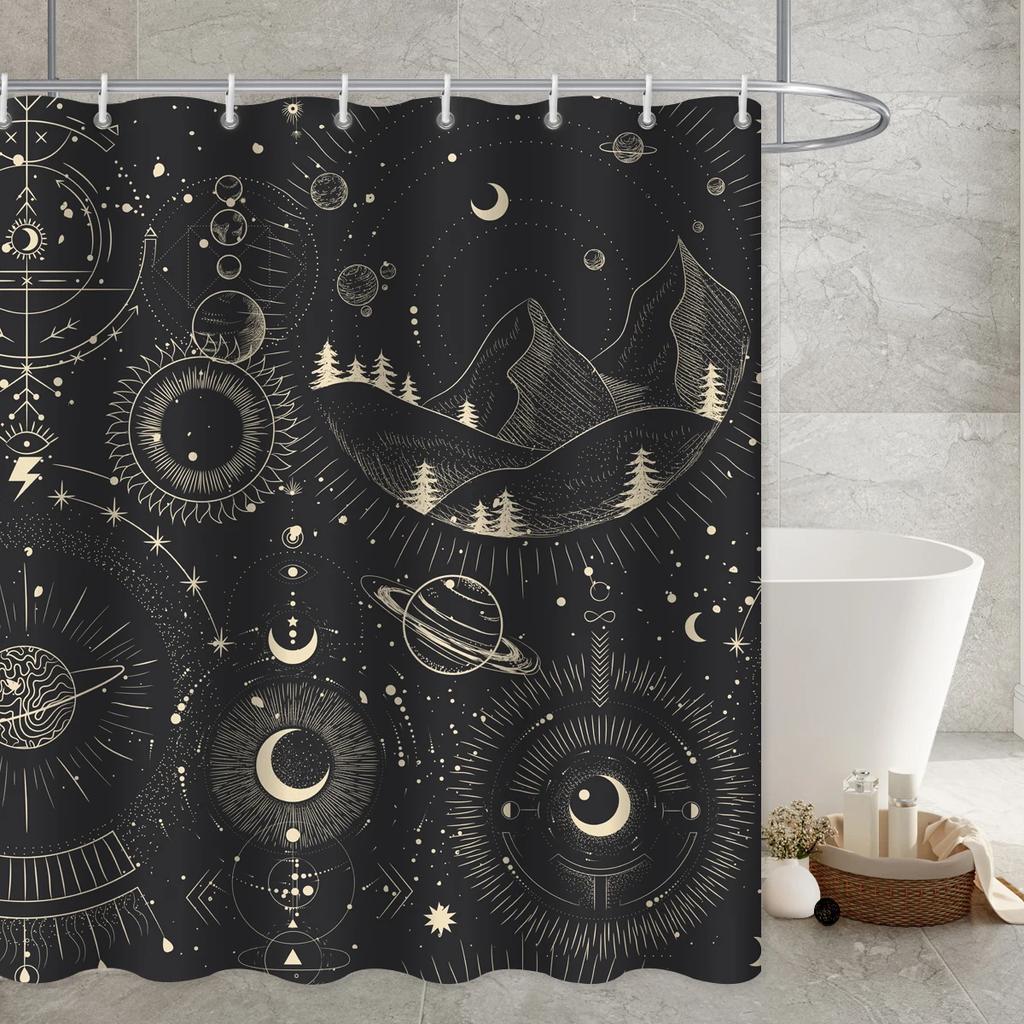 Constellation Fabric Shower Bath Curtain Blush Sun And Moon Phrase Modern Abstract Mysticism Waterproof Bathroom Accessories