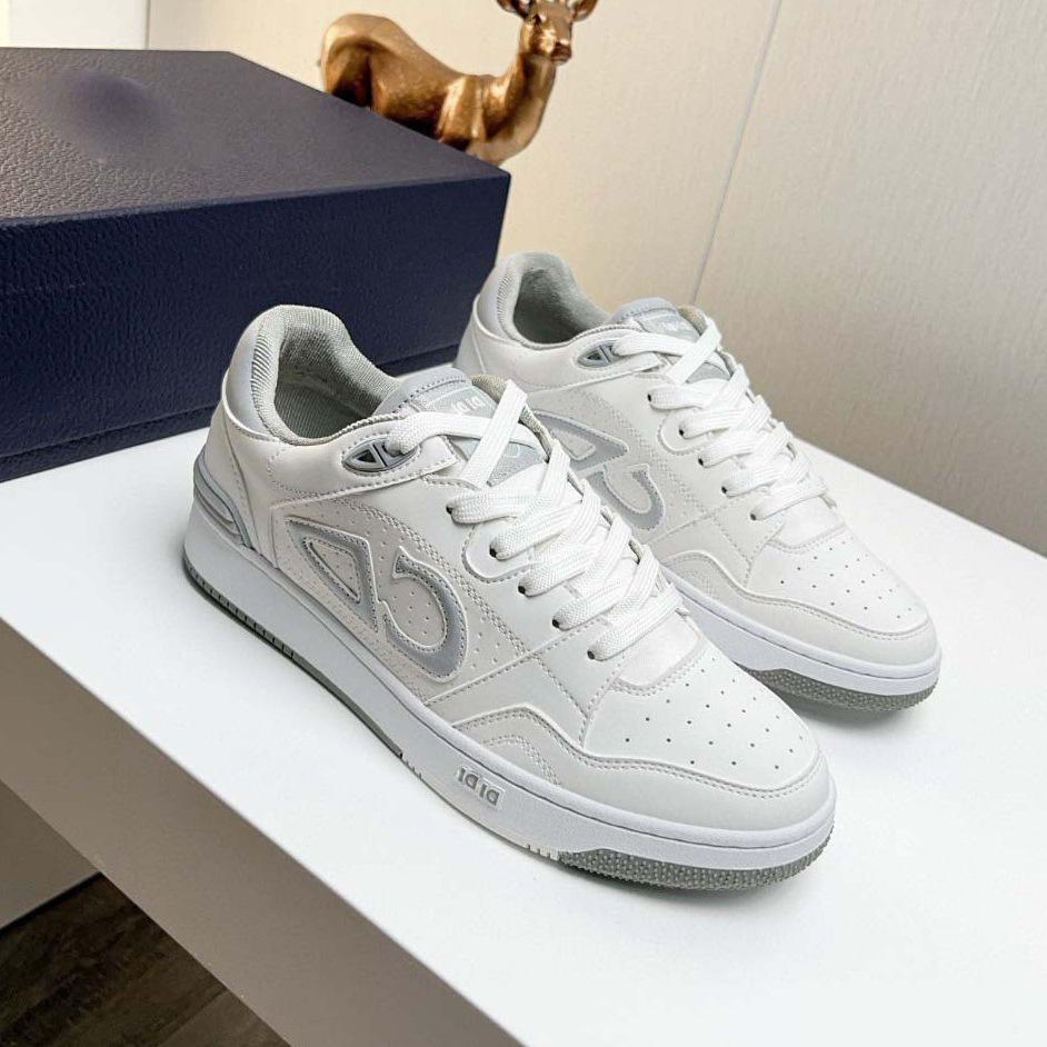 White White Shoes European Station Versatile Shoes Mid Top Shoes Fashion Letter Casual Shoes Men's Leather High End Sports Shoes Men
