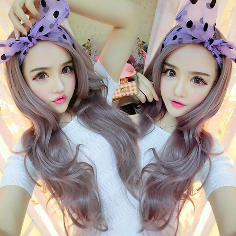 

Лолита Микс Серо-розовый Пробор посередине Косплей Длинные Кудрявые Волнистые Волосы Полные Парики Pft