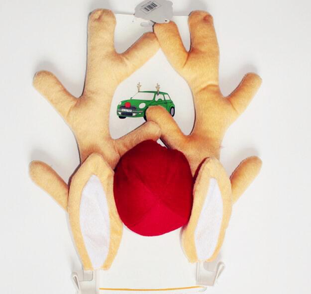 Plush Reindeer Antlers & Nose Car Decoration – Christmas Set, 43.5cm, Universal Fit