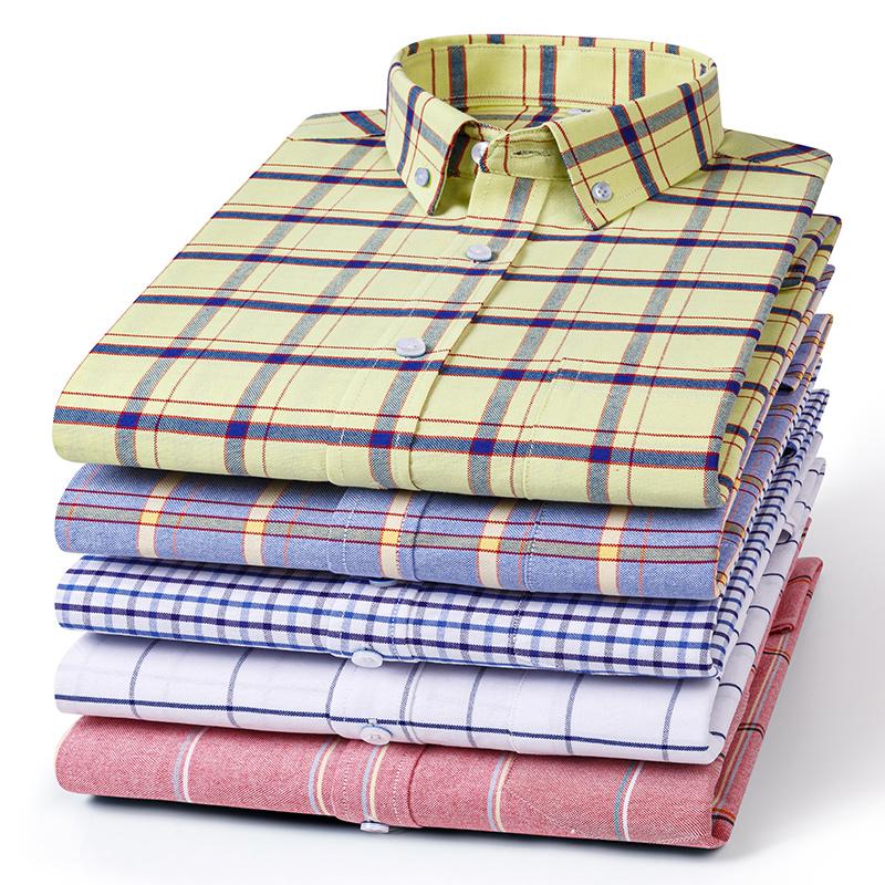 New In Shirt 100%Pure Cotton Long-Sleeve Shirts for Men Slim Fit Casual Oxford Plain Shirt Soft Plaid Striped Designer Clothes