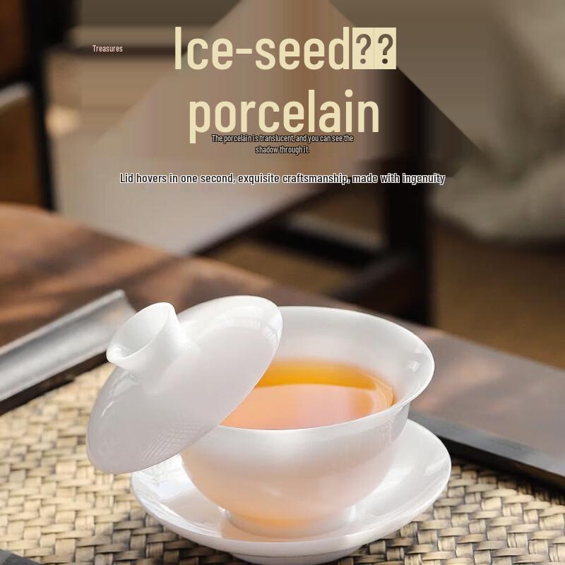 Ice Jade White Porcelain Gaiwan Teacup