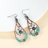 Simulated Turquoise Cute Antique Flower Drop Earrings For Women Vintage Silver Color Dangle Earring Bridal Wedding Jewelry Gift
