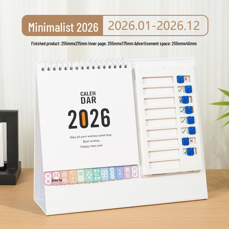 2026 Year of the Horse Wooden Desk Calendar with Custom Logo - Unique Punch Card Design for Business Office