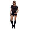 2025 European & American Style One-Shoulder Sequin Mesh T-Shirt