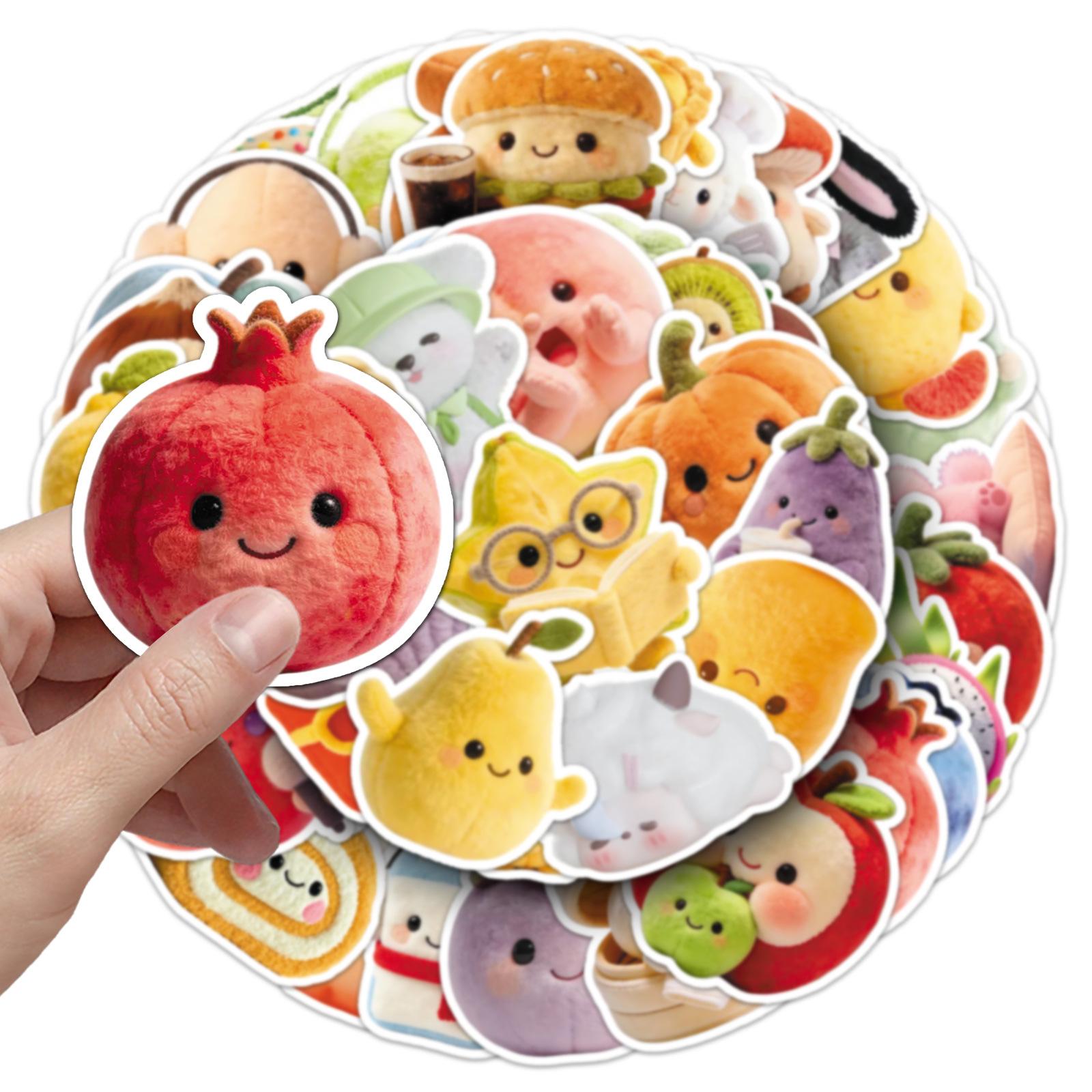 

51/102Pcs 3D Effect Fruit Vegetable Cartoon Doll Stickers Waterproof DIY Scrapbook for Cup Helmet Laptop Stationery Box Suitcase