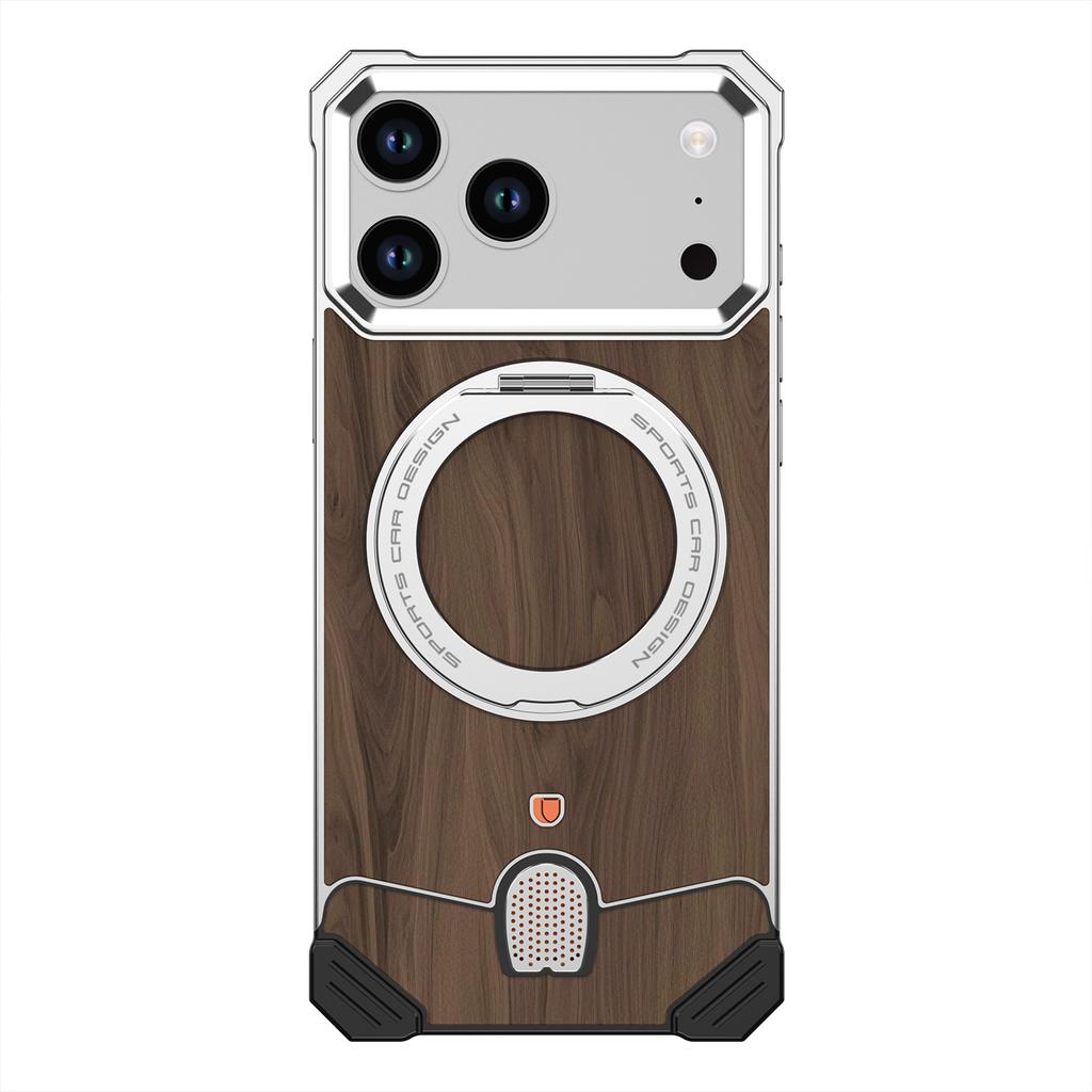 Legiertes Holzgehäuse für iPhone 17 Pro Max 17 Pro Hülle Magnetisch für Magsafe Holzständer Halter Mechanischer Verschluss Walnussschale Funda