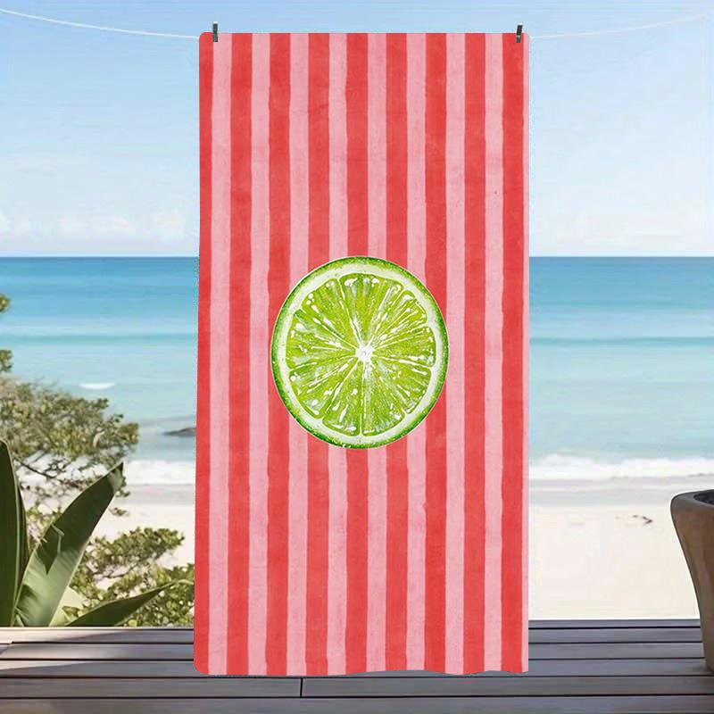 Aesthetic Pastel Striped Cherry Microfiber Beach Towel Large Sandproof Bath Towels Light Weight Quick Drying Swim Blanket Pool