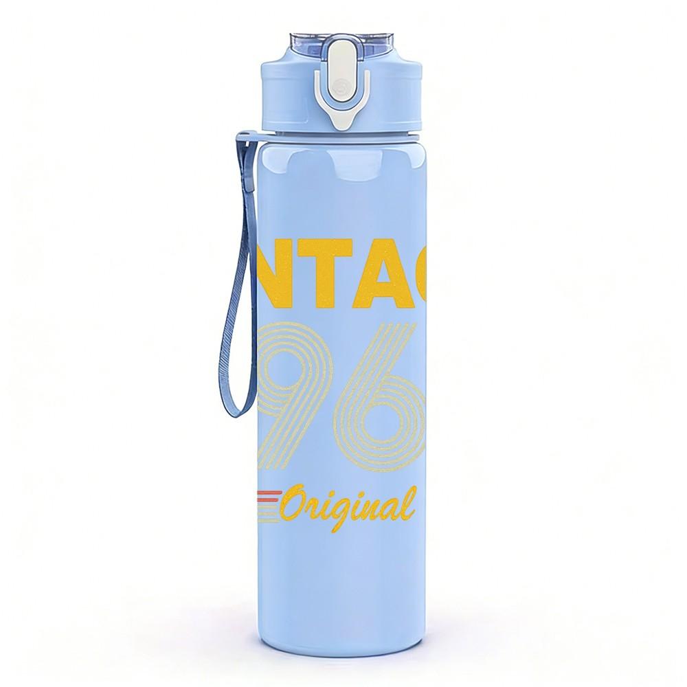 1PC Vintage 1965 Retro Text Print 750ml Color Plastic Sports Water Bottle Leakproof Flip Straw Lid Suitable for Sports Office Home Use