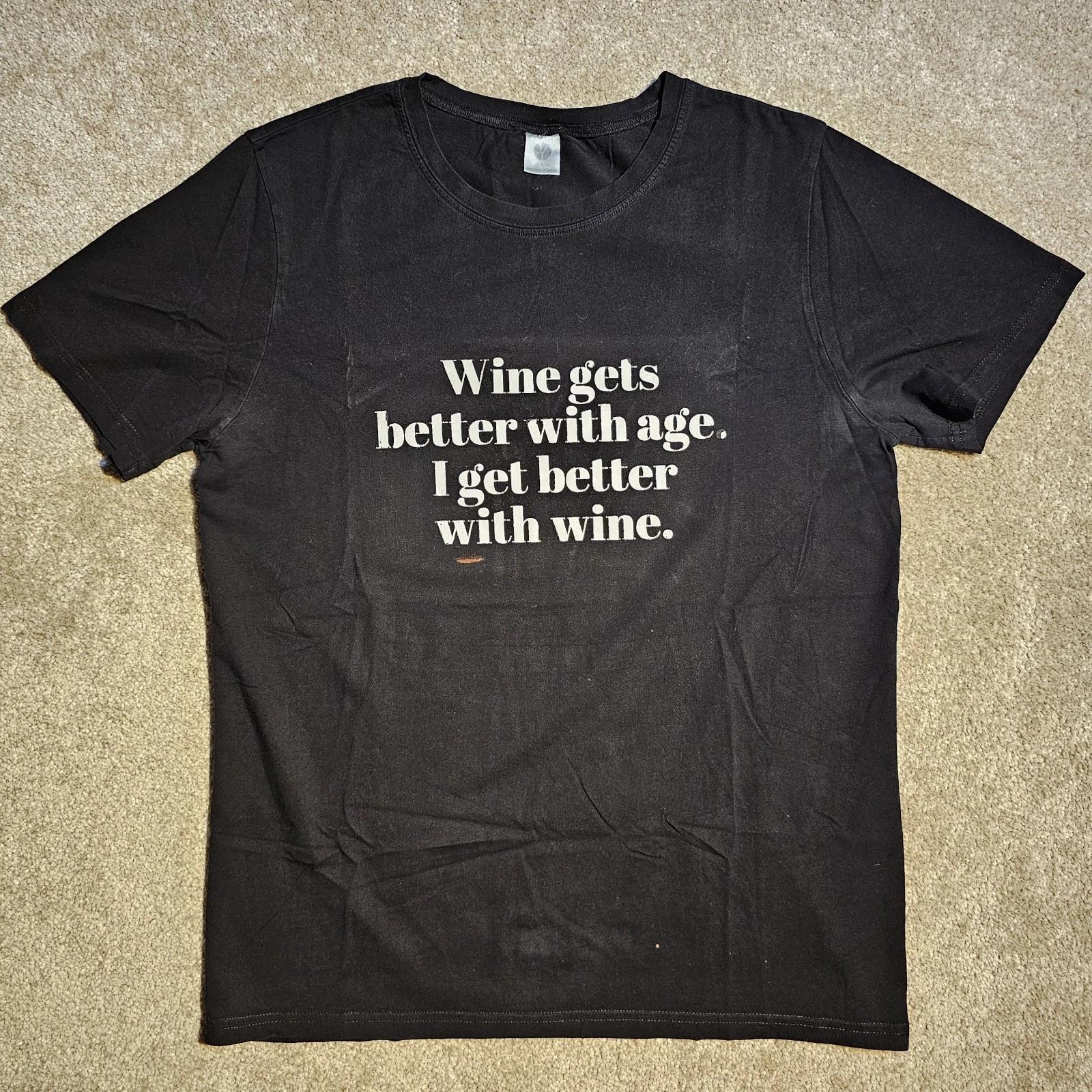 

Vtg Y2k Distressed I Get Better With Wine T-shirt Mens M Mom Faded Drinking Rave M
