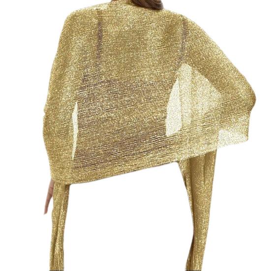 Women Shawl Sparkling Metallic Lightweight Scarf Wrap with Tassel Free Buckle Shimmering Finish Evening Wedding Formal Dress Stole