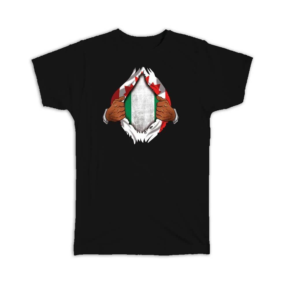 Gift T-Shirt : Nigeria Canadian Flag Chest Nigerian 3XL