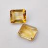 2 Pieces Emerald Cut Natural Citrine Faceted Gemstone, Loose 19.45 Carat Gemstone, 14x12x7 mm Size.