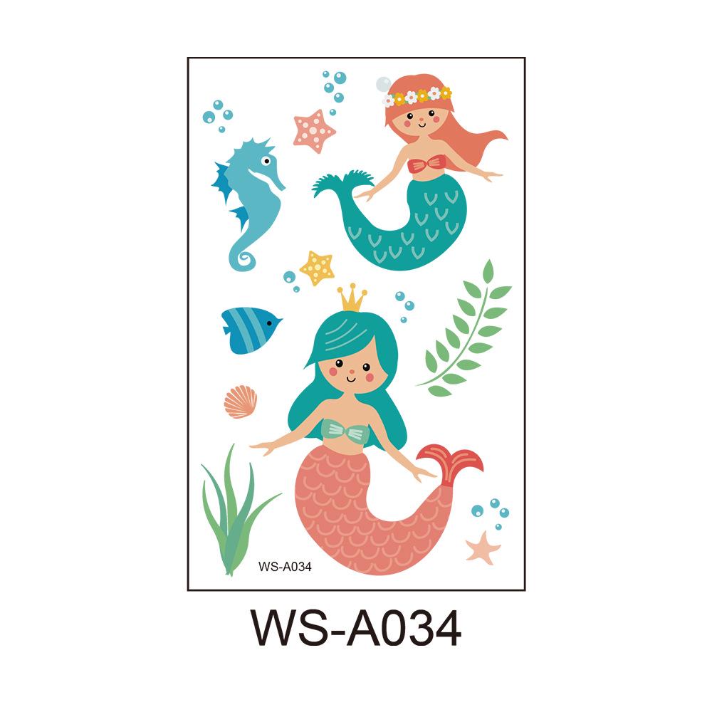 Waterproof Cartoon Princess Tattoo Set - Mermaid Theme for Kids