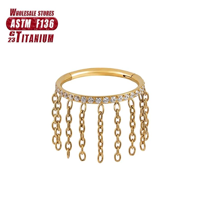 F136 Titan Piercing Septum Zirkon Ohr Tragus Knorpel Nasenringe Daith Helix Ring Clicker Schmuck für Damen Mädchen Geschenk