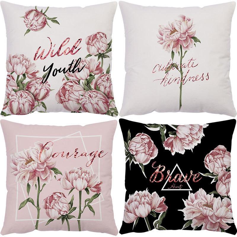 Luxury Home Decor Pillowcase Office Sofa Car Cushion Cover Rose Flower Print