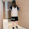 Summer Casual Girls Contrast Striped Preppy T-Shirt Tops+Short Pant Sets School Kids Tracksuit Child 2PCS Outfit 5-16Yrs