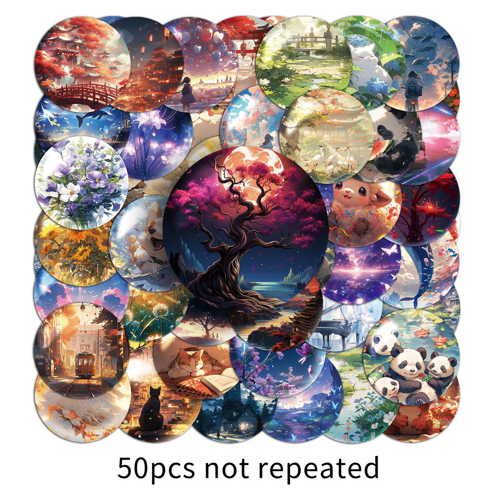 50 Pcs Cartoon Graffiti Waterproof Stickers for Laptops, Phones, Journals