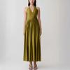 European and American women's clothing new sleeveless sexy neck-hanging long dress pleated waist backless suspender dress women's wholesale