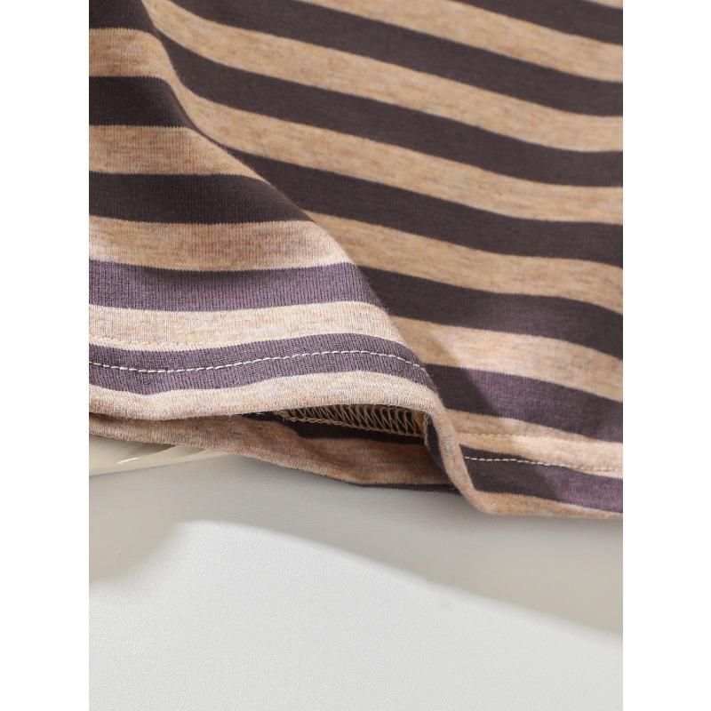 Kids Long Sleeve Striped Round Neck Casual T Shirt
