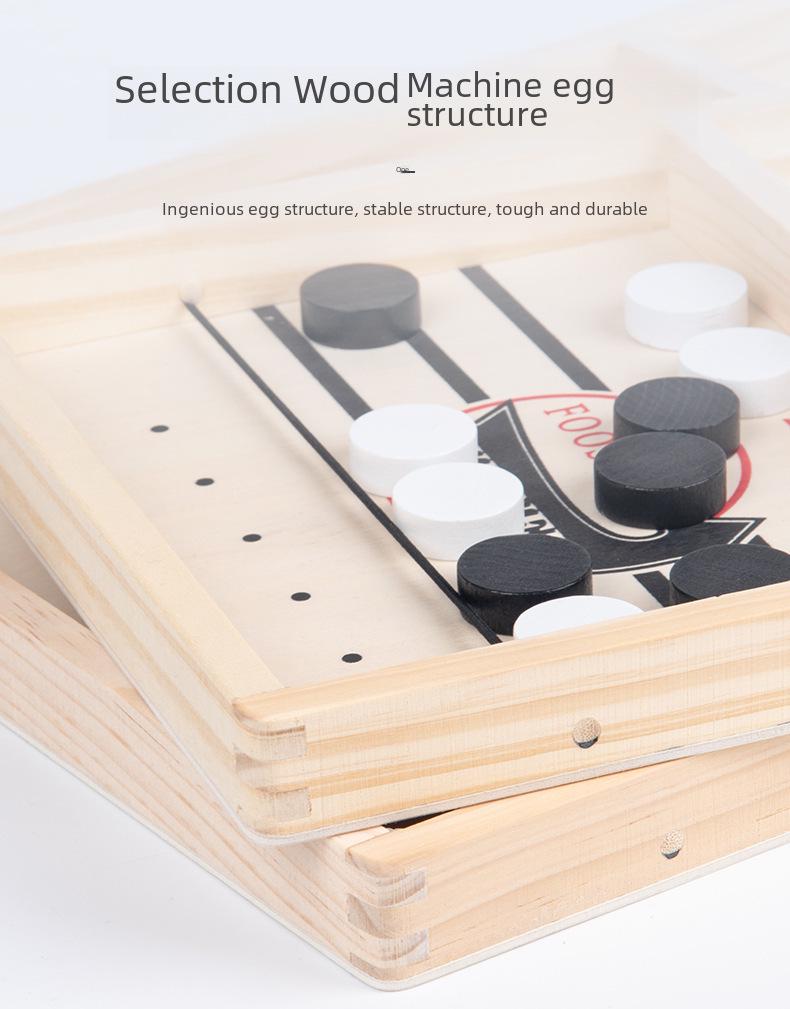 Wooden Bouncy Chess: Parent-Child Interactive Game - Bumper Chess and Desktop Ice Hockey Catapult