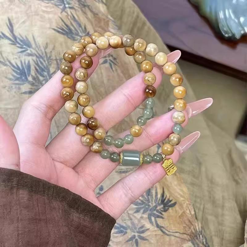 "Elegant Women's Pearl, Obsidian, and Crystal Bracelet - Chinese Ancient Style"