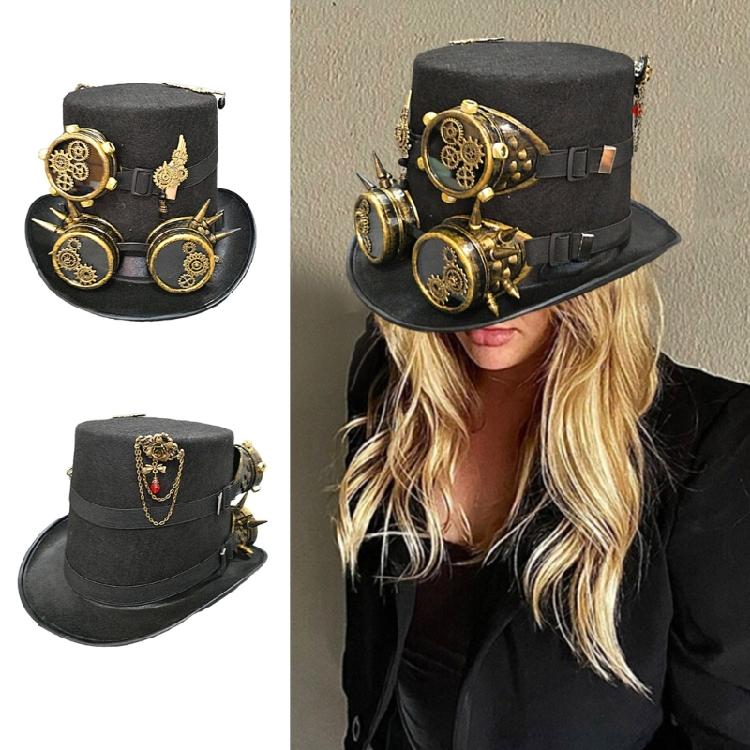 Steampunk Hat Steampunk Traveler Hat Gothic Punk Top Hat With Detachable Goggles