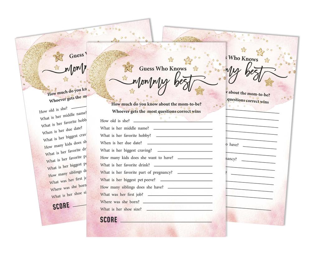 Inkdotpot 50A  Advice CardsA  For Baby Shower Game Glitter Star Advice For New Mom & Dad Gender Reveal Boy Or GirlA  Party