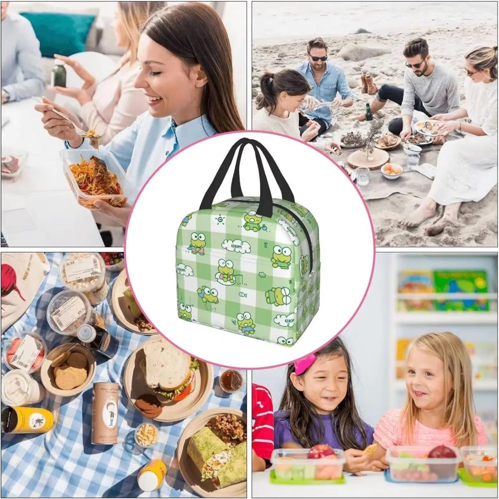 Cute Forg Thermal Lunch Bag Reusable Insulated Bento Lunch Box for Women Girls Work School Picnic 8.5x8x5 Inch