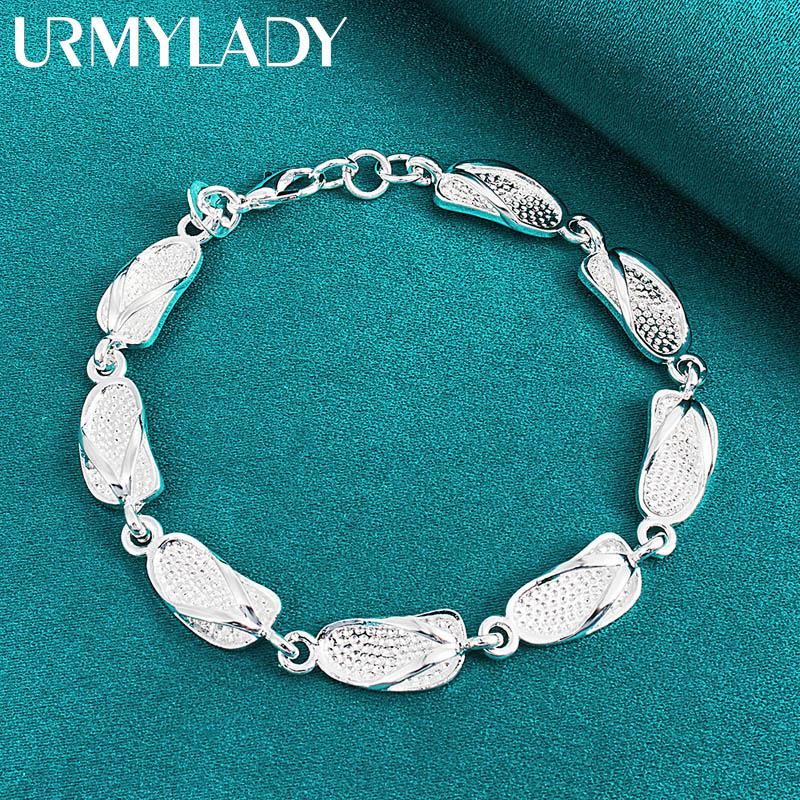 925 Sterling Silver Slipper Chain Bracelet For Women Fashion Wedding Party Jewelry