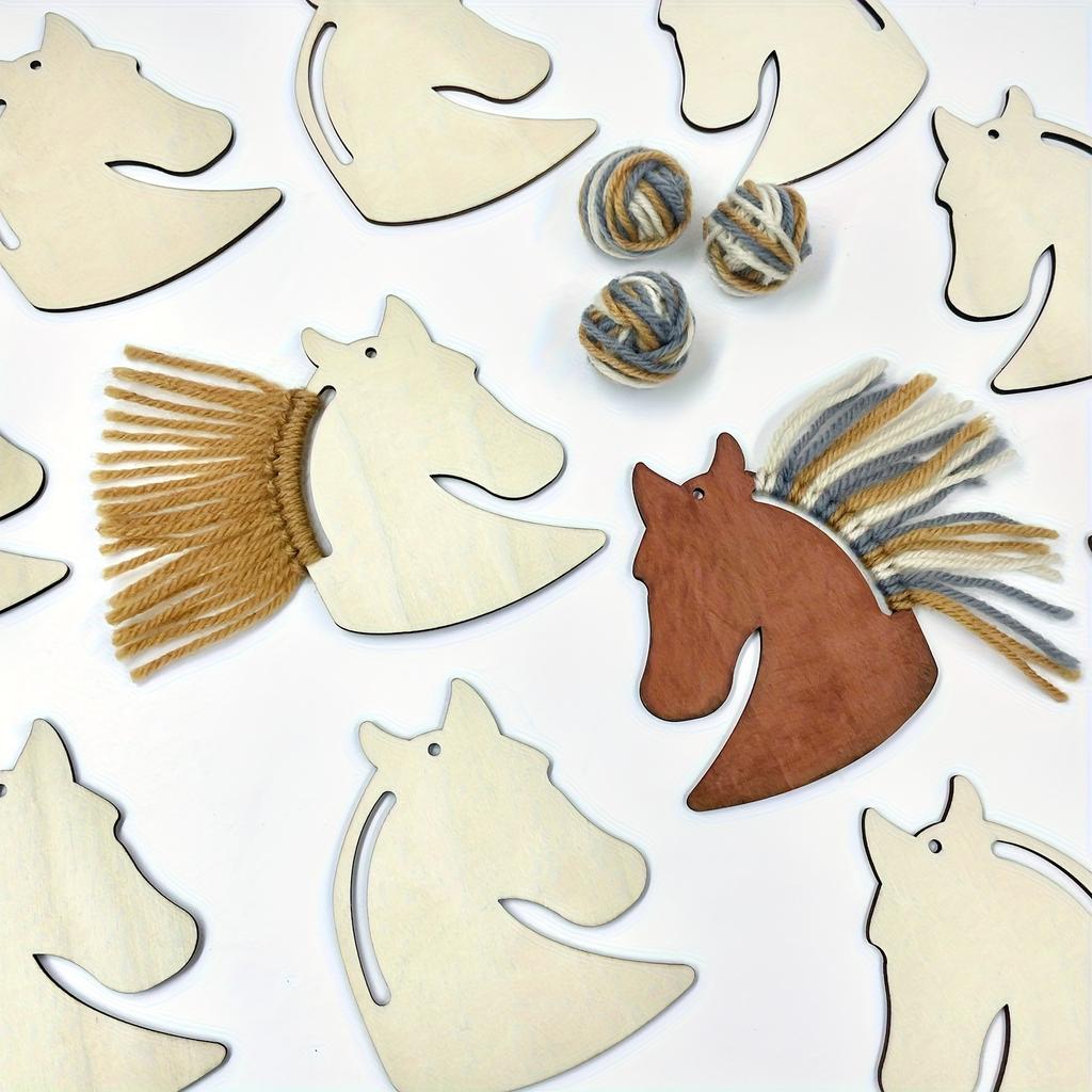20pcs Horse Head Wooden Decorations -Artificial Horse-Shaped Hanging Ornaments with Horse Heads for DIY Crafts,Wedding,Valentine
