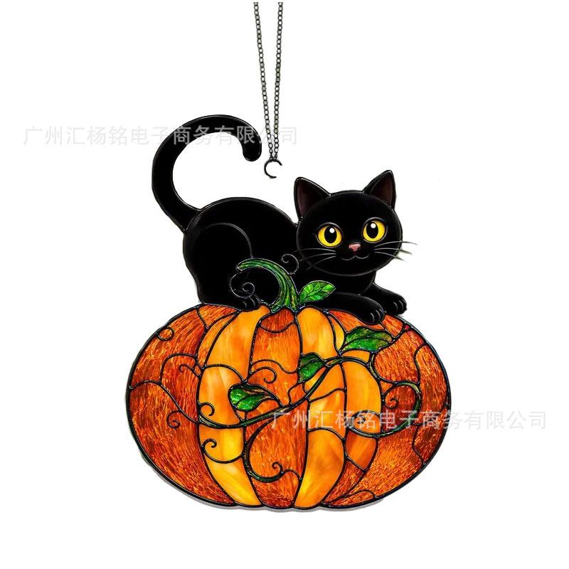 Halloween Pumpkin Acrylic Ornament 2D Faux Glass Tabletop Decor for Holiday Party