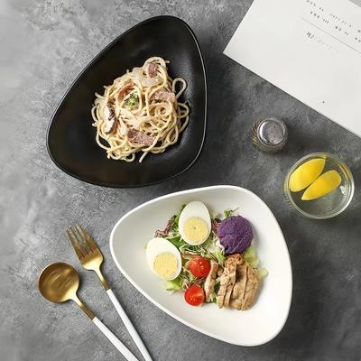 Japanese Ceramic Salad Bowl, Triangular Innovative Microwave Safe Tableware, Creative Fruit Salad Bowl, Restaurant Salad Bowl