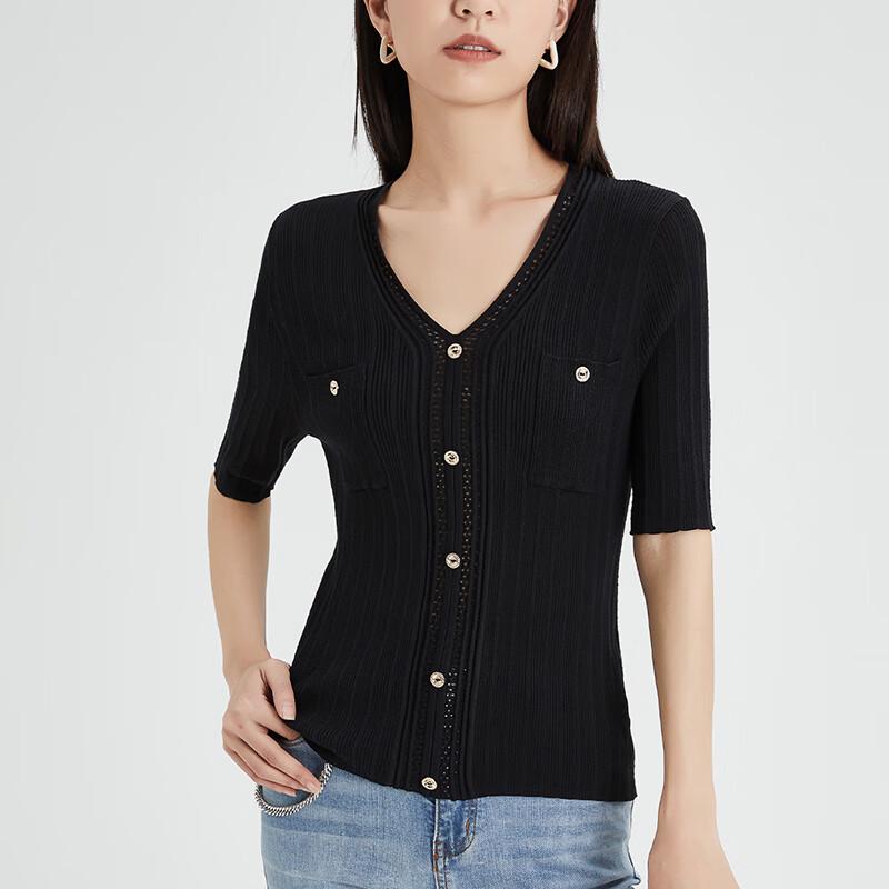 Shetu Women's V-Neck Short-Sleeve Knit Top