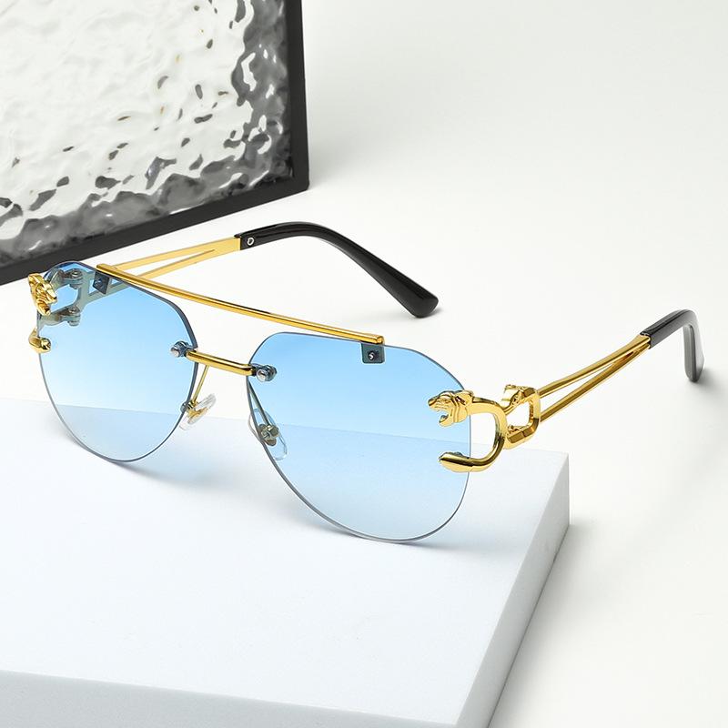 New Rimless Sunglasses Pilot Fashion Metal Frame Women Men Large Round Sun Glasses for Female Male Gradient Traveling Oculos
