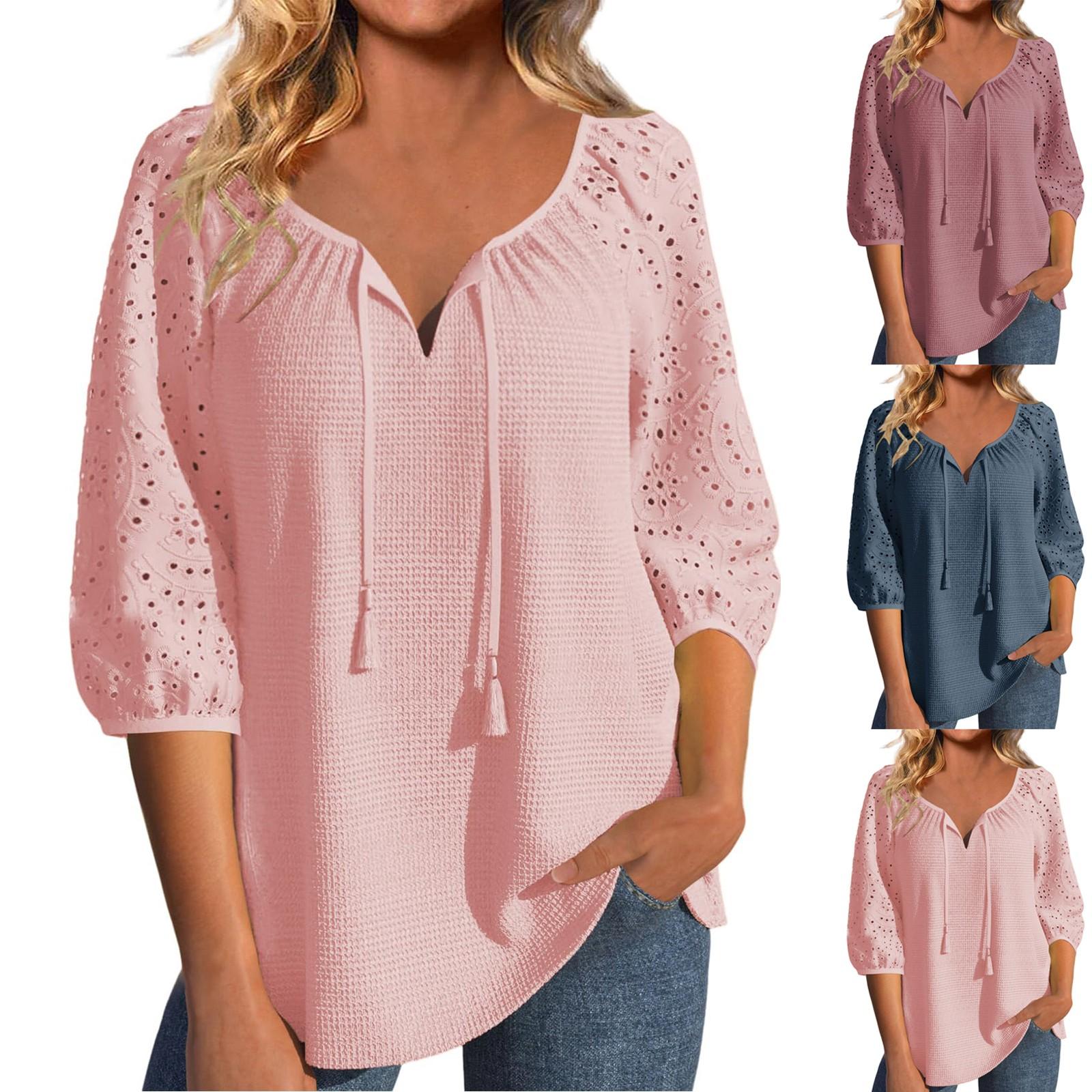 

Женский модный повседневный топ с V-образным вырезом M синий