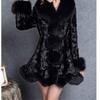 New imitation mink coat, leather coat, long imitation fox fur collar for women, thickened in winter