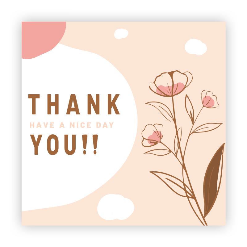 Cartoon Thank You Card Square - Handwritten Festival Greeting Card Gift Packaging Decoration