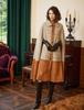 BEAUTELICATE Long Wool Blend Cape Poncho Outerwear for Check Size M Women's Coat, Cape, Cloak, Warmth, Elegant, Pocketless, Pattern, Autumn/Winter,