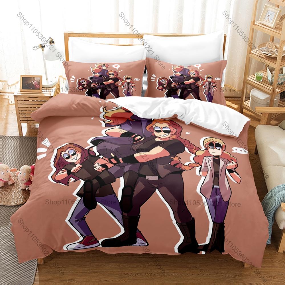 Cool Metal Family 3Pcs Bedding Set Cartoon Kpop Duvet Cover Pillowcase Bed Set Single Twin Full Queen King Size Home Bedroom Dec