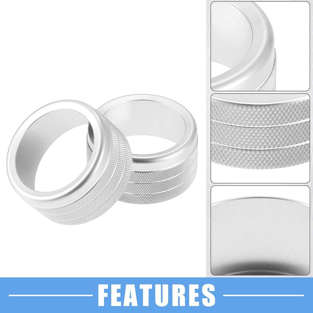 AC Volume 4WD Switch Knob Cover for Toyota Tundra 2014-2021 Aluminum Alloy Silver Tone (Set of 5)