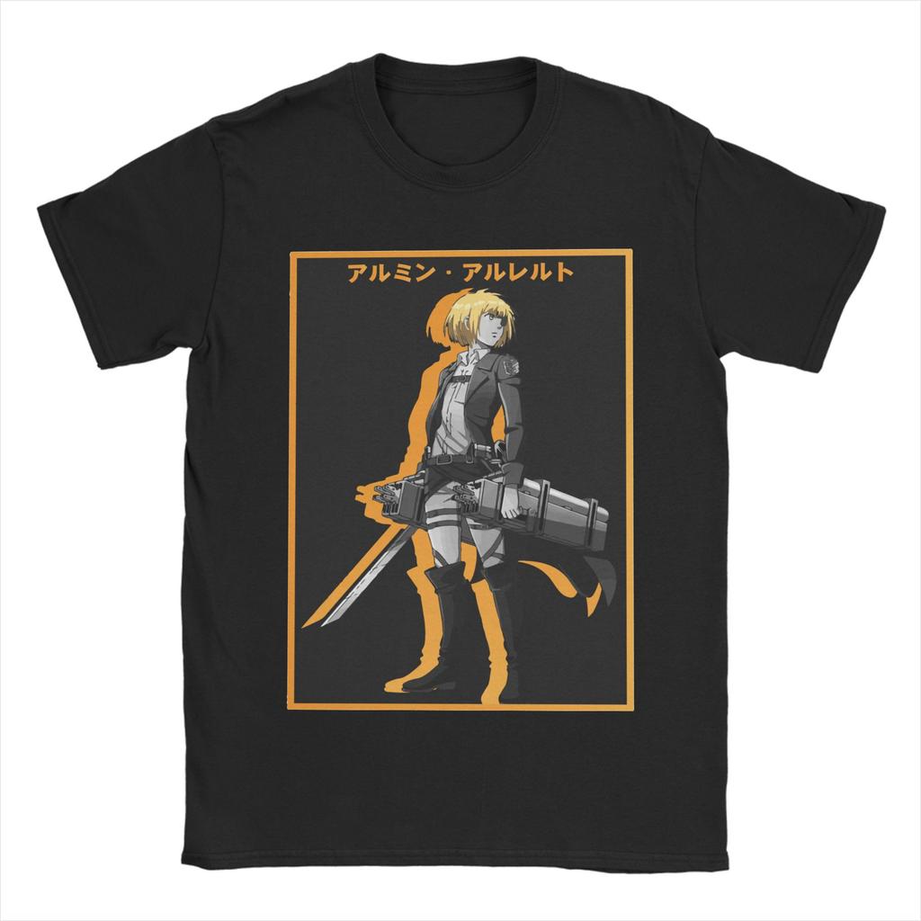 Men's T-Shirt Armin Arlert Attack on Titan Vintage Pure Cotton Tee Shirt Short Sleeve AOT Anime T Shirt Crew Neck Clothing Gift