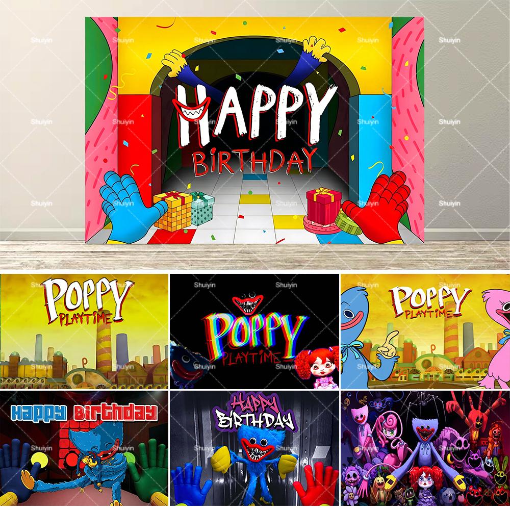Hot Game-P&Poppy-Playtimes Backdrop Kids Birthday Decorations Party Supplies Baby Shower Banner Horror Festival Decor Props Gift