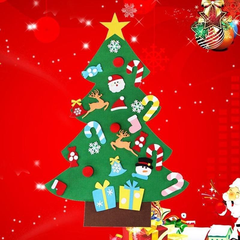 DIY Felt Christmas Tree Set with Detachable Ornaments Kids Wall Hanging Xmas Gifts for Christmas Decorations New Year Gifts
